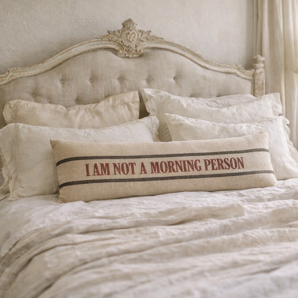 Pottery Barn I Am Not A Morning Person Accent Pillow 14x36 Housee de Coussin - Picture 2 of 4